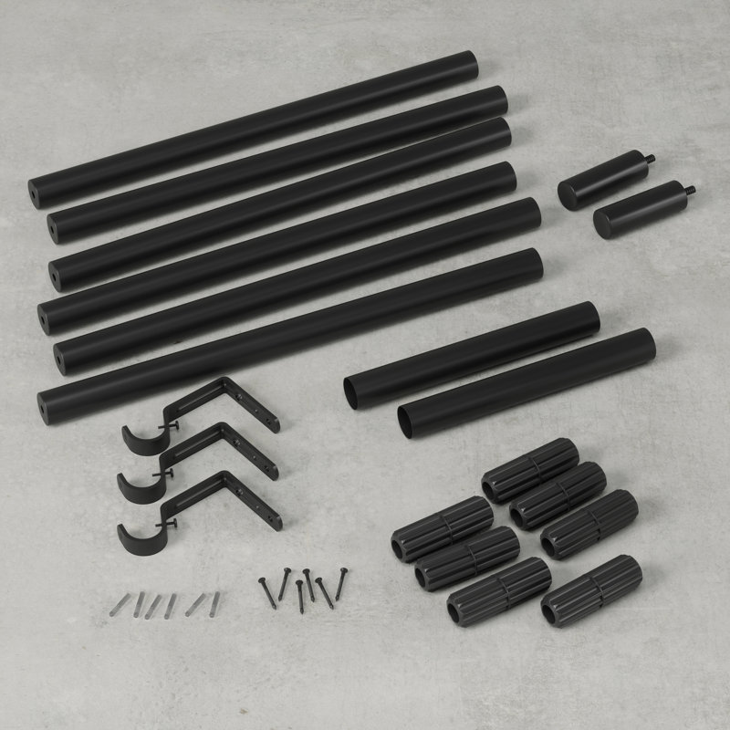 Matte Black Expandable Steel Curtain Rod with Cylindrical Finials