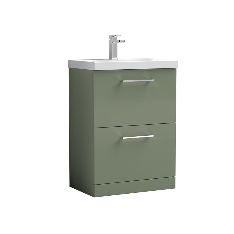 Arno 610mm Single Bathroom Vanity with Integrated Vitreous China Basin, Satin Green