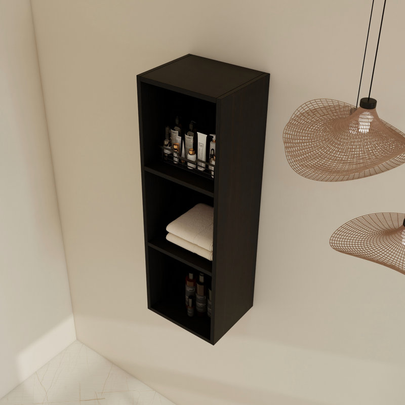Rangement mural 12 po pour salle de bain simple avec 2 tablettes, Noir