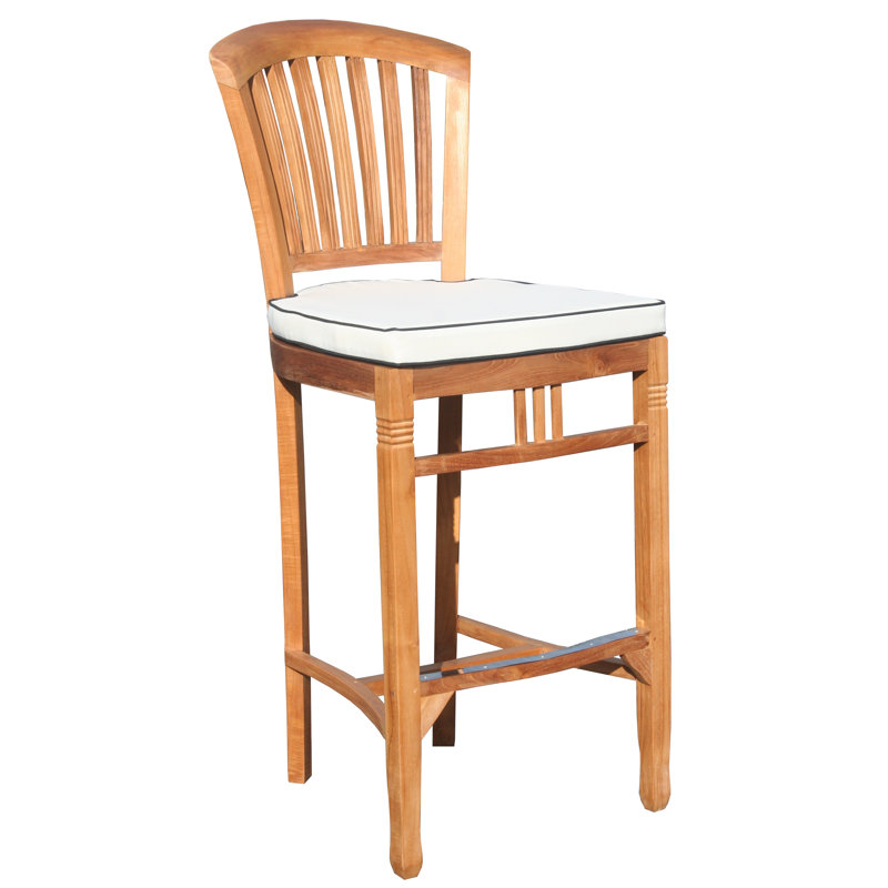 Tabouret de bar de patio 29" avec coussin teck Bauman