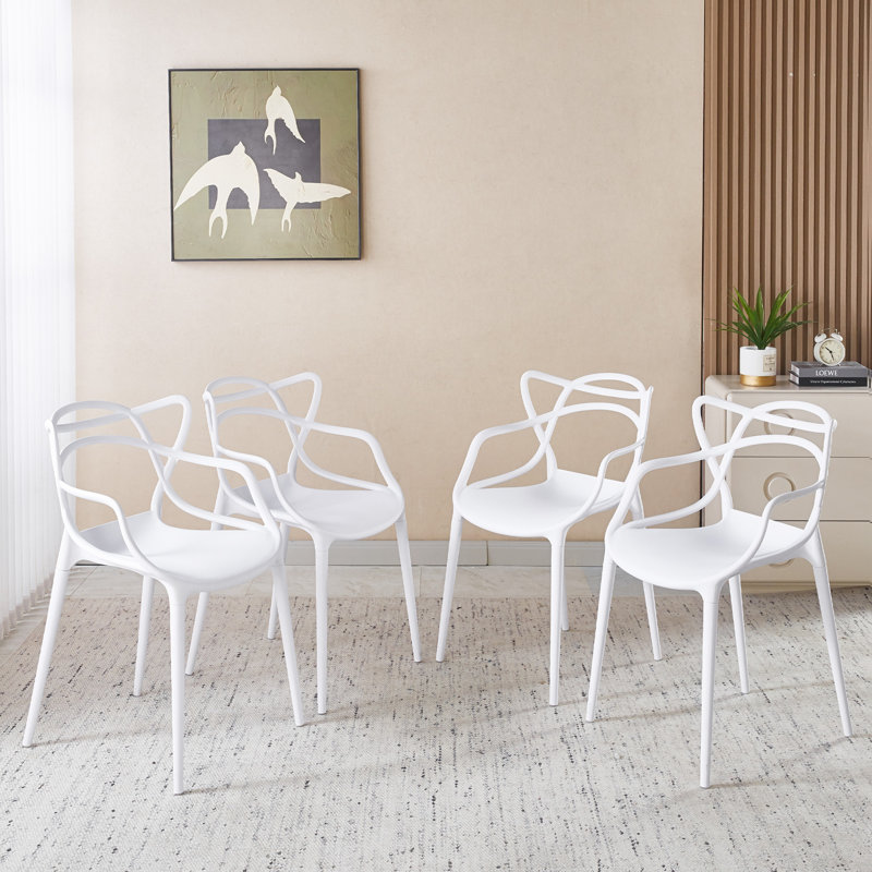 Chaises de salle à manger en plastique, Blanc