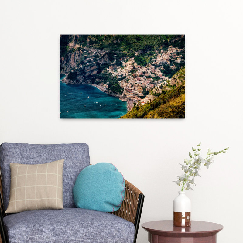 «Positano», côte d'Amalfi, Italie, art abstrait contemporain de la nature, H 16 po x l 24 po