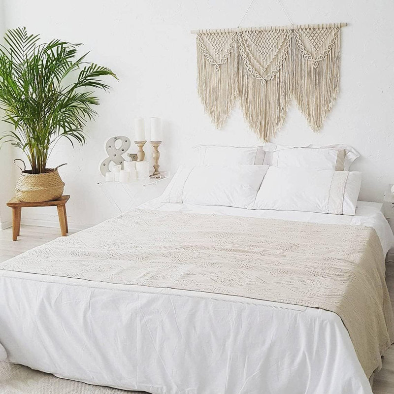 Large Macrame Wall Hanging (Beige-Triangle)