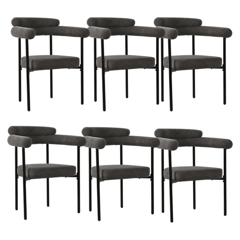Dining Chairs Set Of 6 Upholstered Armchairs, Grey