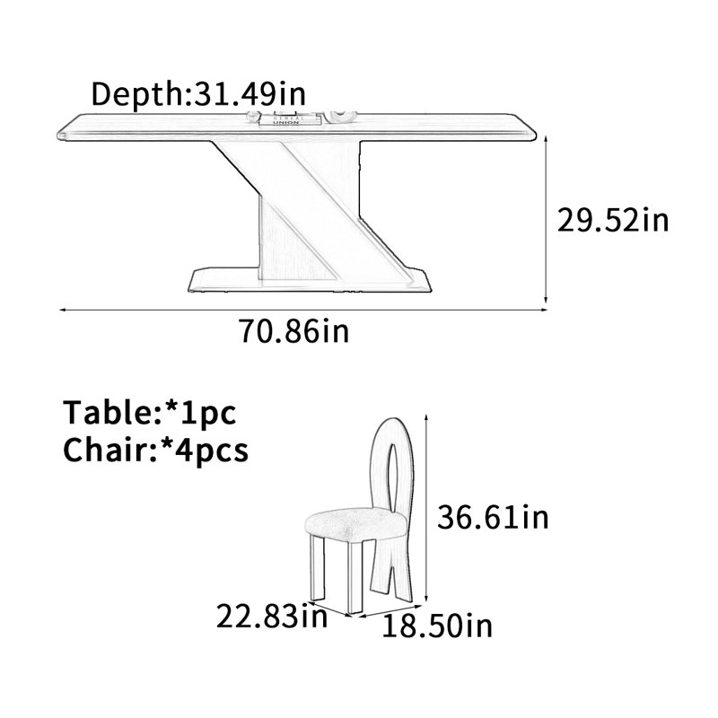 Medieval Style Solid Wood Dining Table, 29.52" H x 31.49" W x 70.86" D
