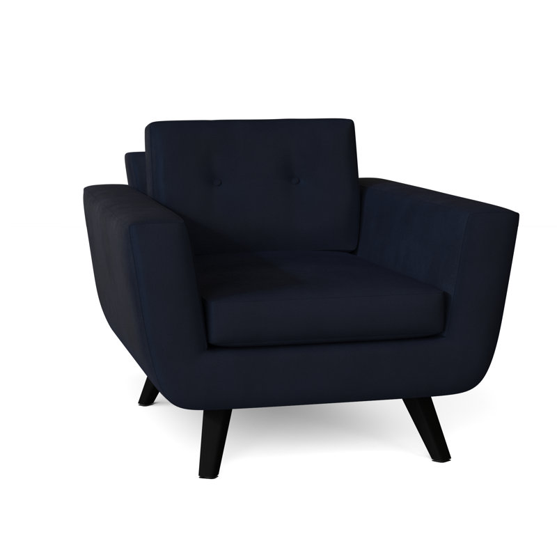 Fauteuil Callie, Velours bleu, Naturel, Moyenne
