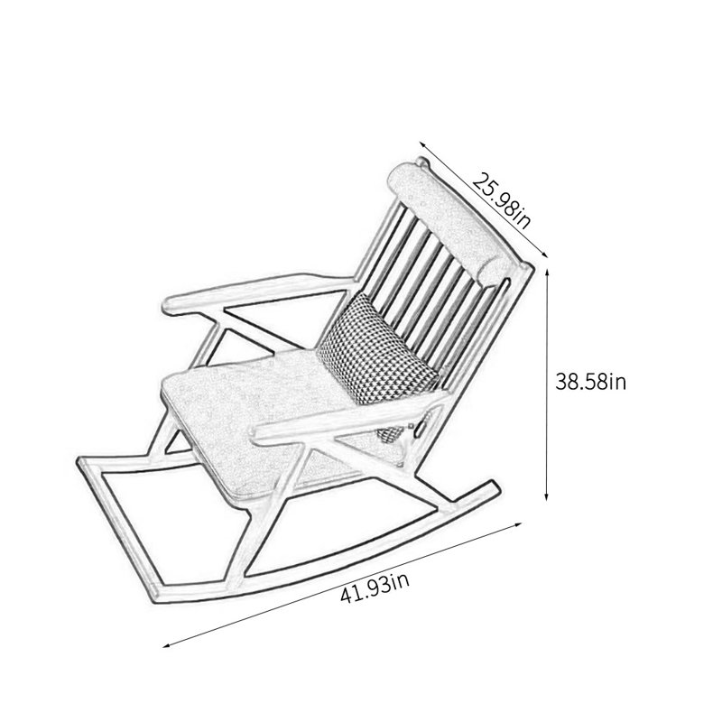 Chaise berçante en bois massif, Brun
