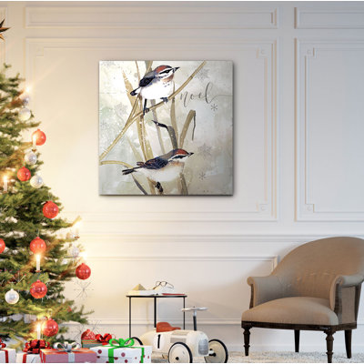 « winter oiseaux noel », peinture