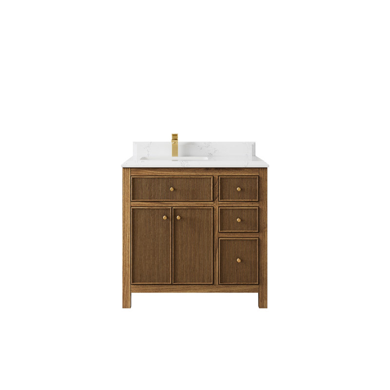 36'' Single Bathroom Vanity with Quartz Top, Empira White