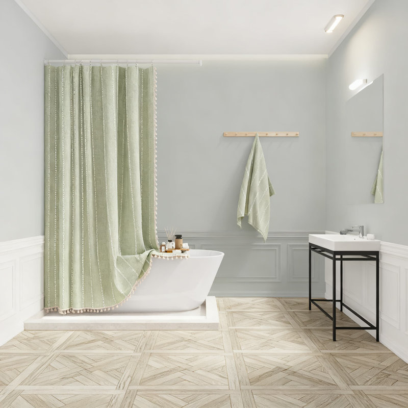Ensemble de rideau de douche Farmhouse, Vert