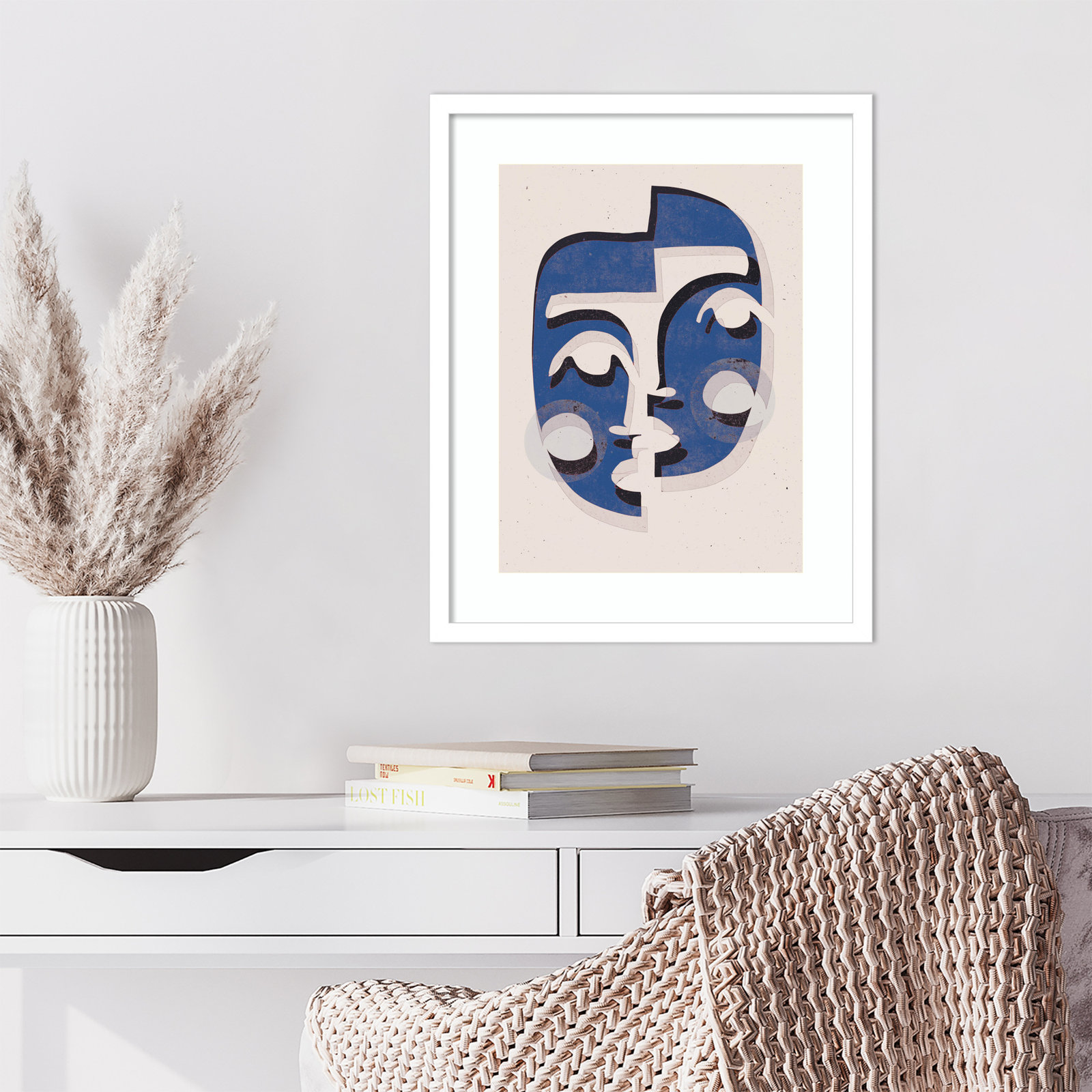 Galya "The Blue Mask" Print by Treechild, White, 13" H x 10" W