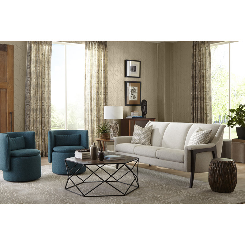 Finn Swivel Barrel Chair, White Heron Polyester