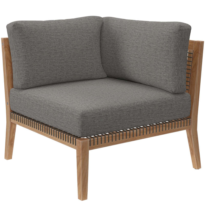 Modway Clearwater Outdoor Patio Teak Wood Corner Chair, Graphite
