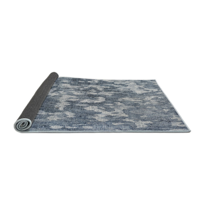 Tapis bleu tissé à la machine, Rond 7 pi