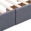 Lit plateforme tapissier avec 4 grands tiroirs gris foncé, grand lit. Pas de sommier tapissier. Tête de lit remplie de mousse. Fabrication en bois. Organisation de chambre à coucher grand lit, tête de lit en lin et boutons gris, printemps-1427076534