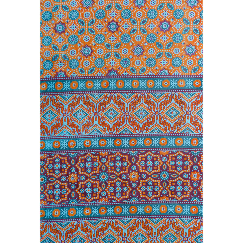Felda Foulard 100% Cotton Geometric Room Darkening Single Curtain Panel, Blue