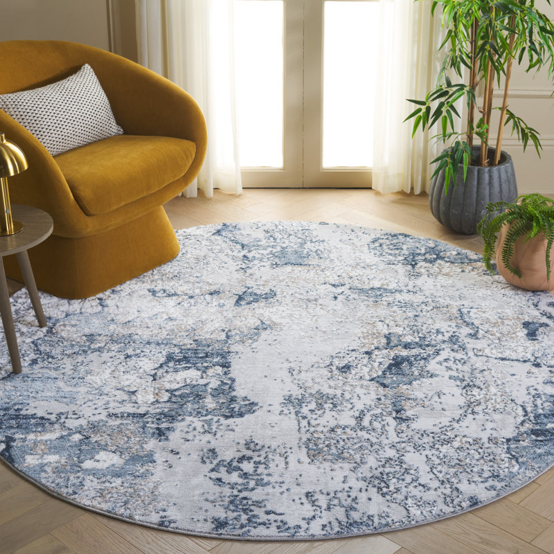 Plassie Performance Abstract Rug, Round 6'7"