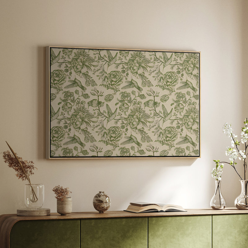 Botanique rétro - CX, H 17 po x l 25 po, Toile avec cadre flottant, Naturel