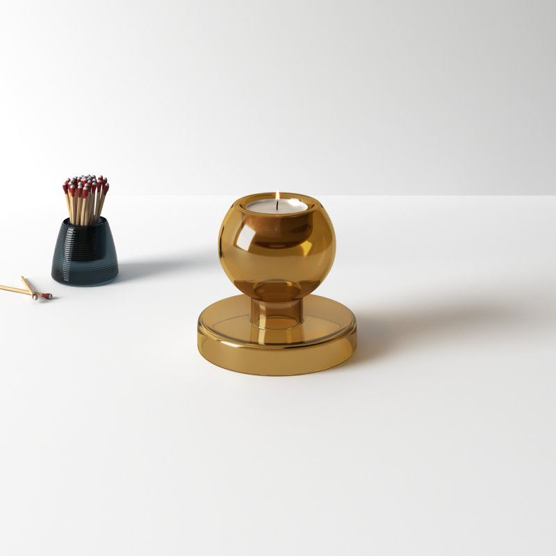 Geri 3.93" Glass Tabletop Tealight Holder, Copper