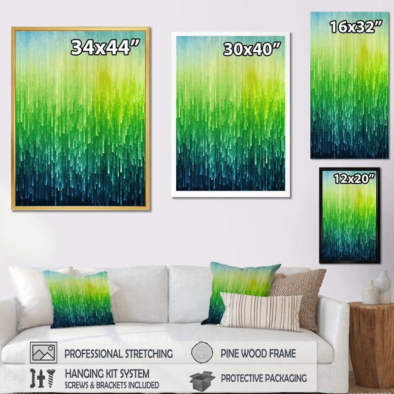 «Green Color Code» - art mural toile arc-en-ciel, H 40 po x l 30 po x P 1,5 po, Toile tendue