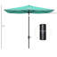 Parasol de patio de 6,5 pi x 10 pi, couche de protection, manivelle et inclinaison réglable, parasol de patio rectangulaire bleu sarcelle, protection, forme d'inclinaison simple,