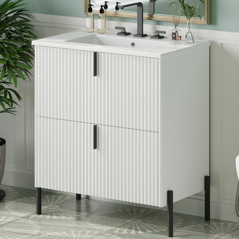 Meuble-lavabo 30 po avec lavabo en céramique, Blanc