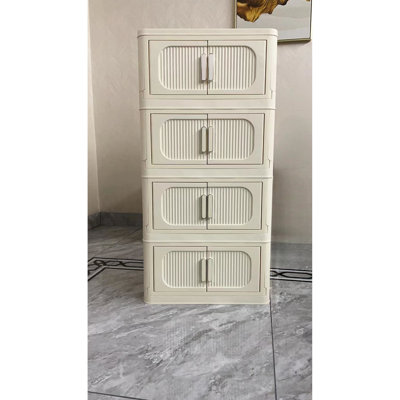 Armoire de rangement en plastique blanc crème à 3 roulettes - 20,04 po x 11,75 po x 31,1 po pliable pour les bacs d'appareils de cuisine