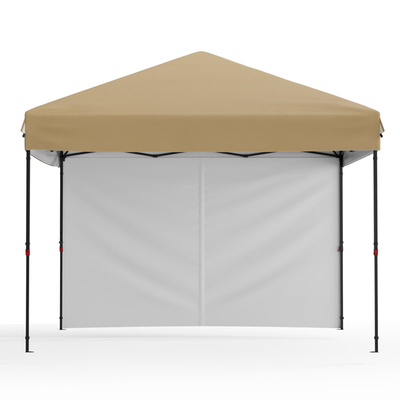 Heavy Duty Pop Up Canopy Tent 10x10 FT – Waterproof & UV-Resistant Outdoor Shelter – 1 Sidewall – Folding 210D Silver Coated Oxford – Easy Setup for Camping, Picnics, Beach, Events – Khaki