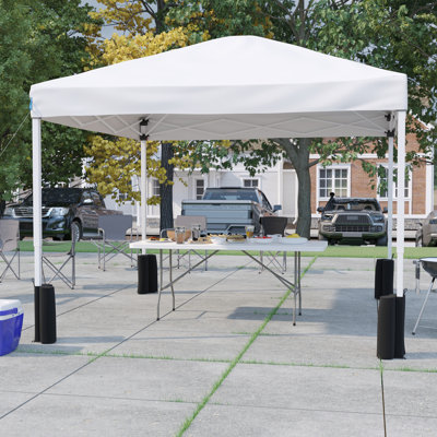 Lennon 10' x 10' Pop Up Canopy Tent and 6 Ft. Bi-Fold Table with Wheeled Case