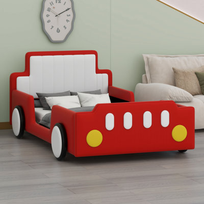 Lit plateforme de style voiture de course avec roues