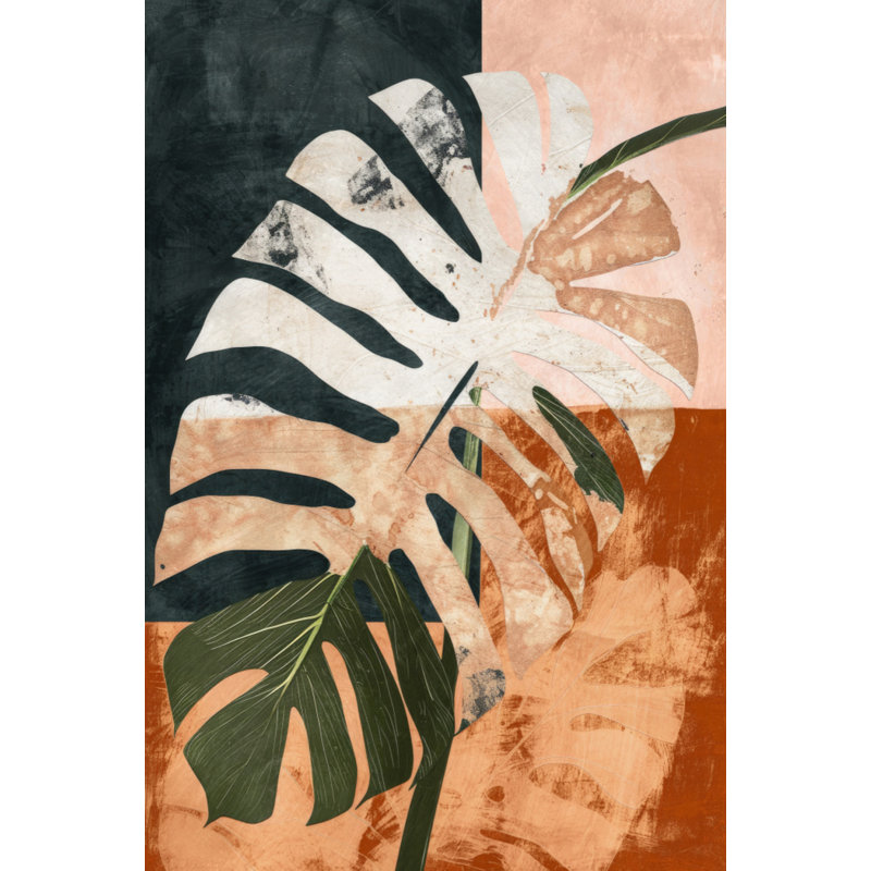 "Into the jungle", art mural texturé encadré, Noir, H 14 po x l 10 po