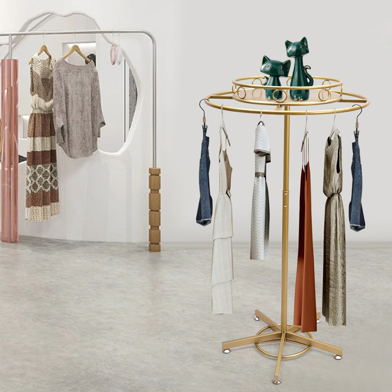 Hanging Clothes Spinning Clothes Rack Lazarro Adjustable And Rotating Iron  Clothing Rack Everly Quinn Color: Gold