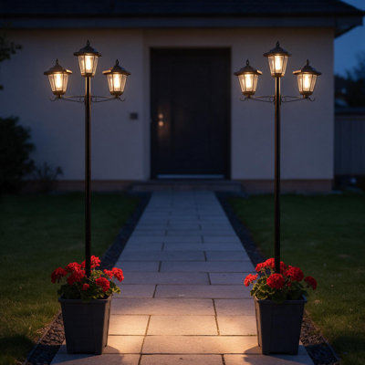 2-Pack Solar Floor Lamp, Outdoor Waterproof, Solar Powered