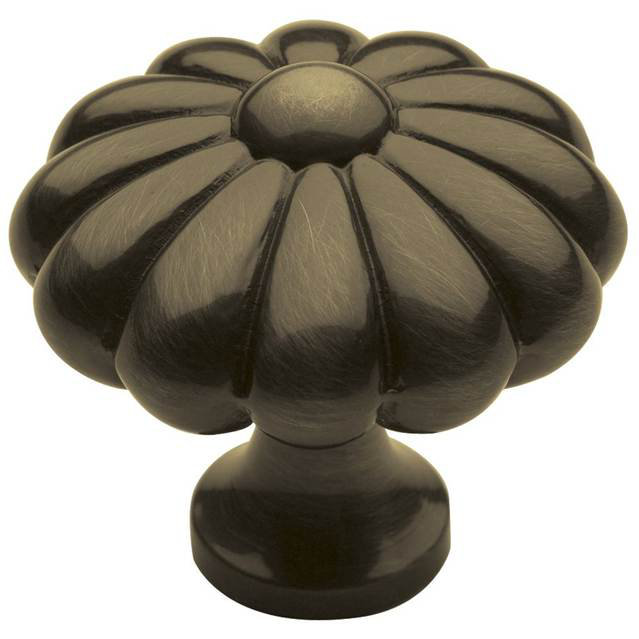 Melon 1.36" Diameter Mushroom Knob, Satin Brass and Black