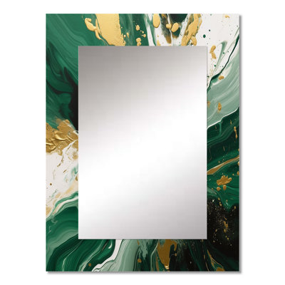 Green and Gold Liquid Magic I - Abstract Mirror, Modern Unique Wall Mirror, Printed Metal Art