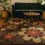 Tapis en laine brun touffeté à la main à motif floral orange et vert Ailey-197401922