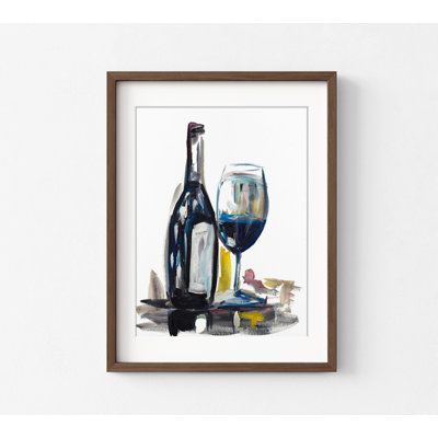 Time For Wine I By Andy Beauchamp, Wine Bottle Glass Artwork Poster Print, Cocktail Time Bar Entryway Decor Idea Wall Poster
