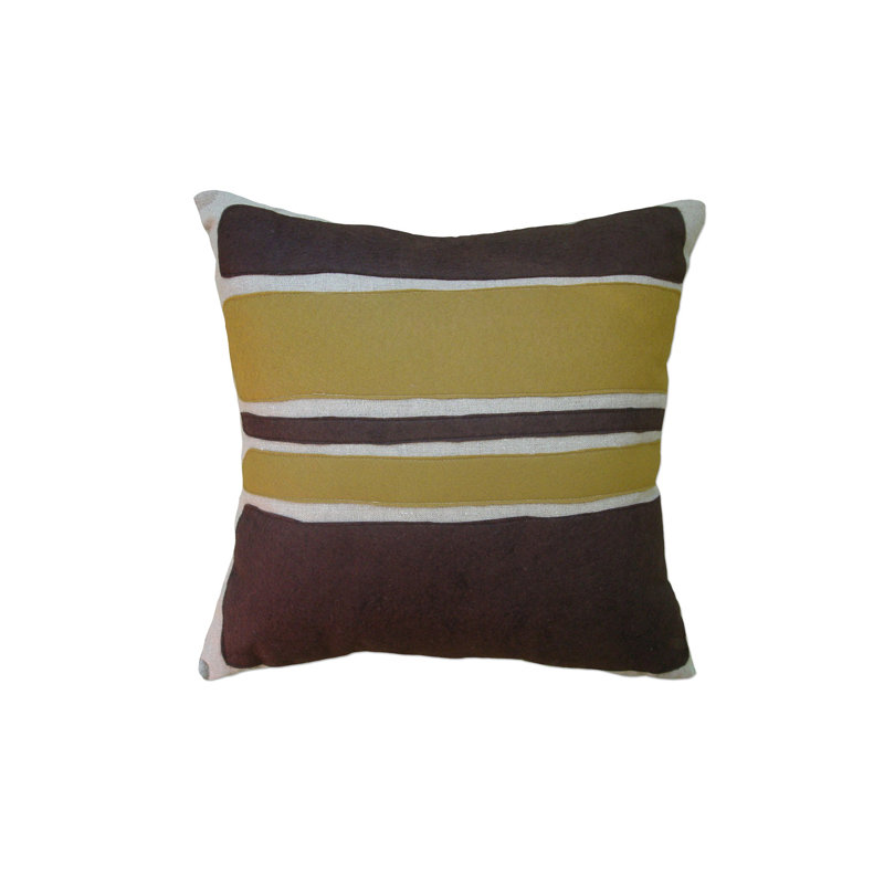 Coussin Applique, Tissu de lin avoine dans chocolat / bronze