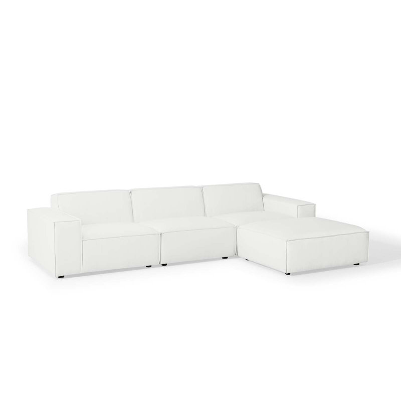 Restore 4-Piece Sectional Sofa, White Polyester