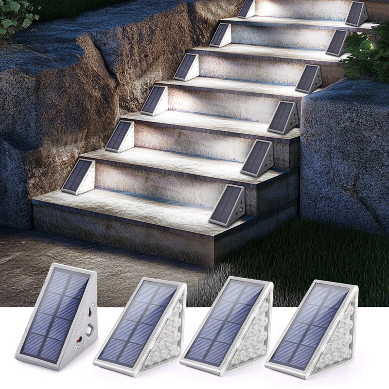 Solar Ice Brick Led Step Lights For Outside, Waterproof Ip67 Solar Stair Lights Outdoor - Auto On/off, Cold White, Steps, Stairs, Deck, Patio, Yard, Porch, Front Door, Sidewalk Decor,Mother's Day Gift (set Of 4)