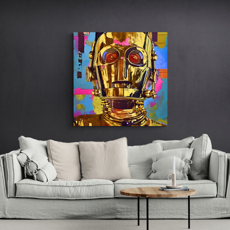 " C3PO Three " by Stephen Chambers Painting Print, 15" H x 15" W x 1.5" D