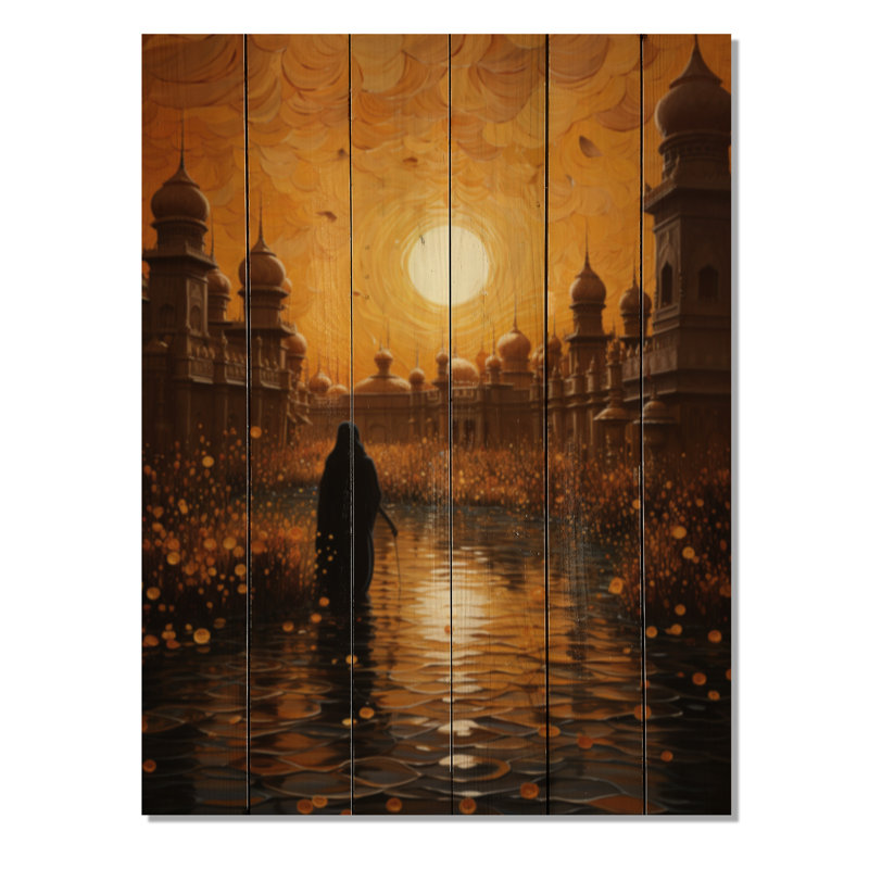 Hinduisim Golden Temple III sur impression sur bois, H 20 po x l 10 po x P 0,78 po