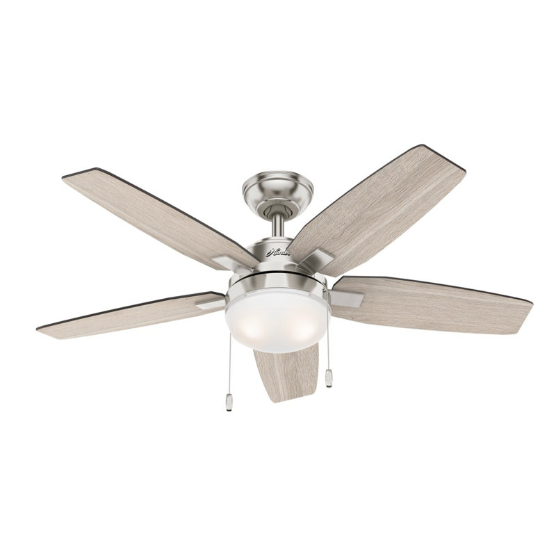 117cm Ceiling Fan with Light Kit, Light Grey Oak/Grey Walnut, Brushed Nickel