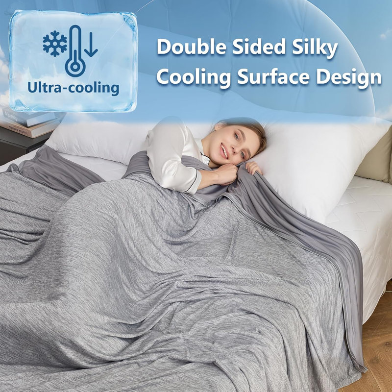 Couverture légère et rafraîchissante pour les dormeurs chauds, couverture confortable de luxe pour lit ou canapé, jeté réversible adapté pour le printemps et l'été