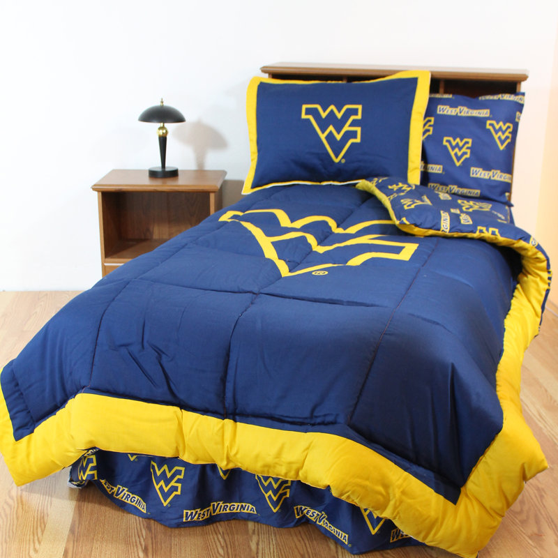 NCAA Sateen Comforter, Full Comforter + 7 Additional Pieces, West Virginia