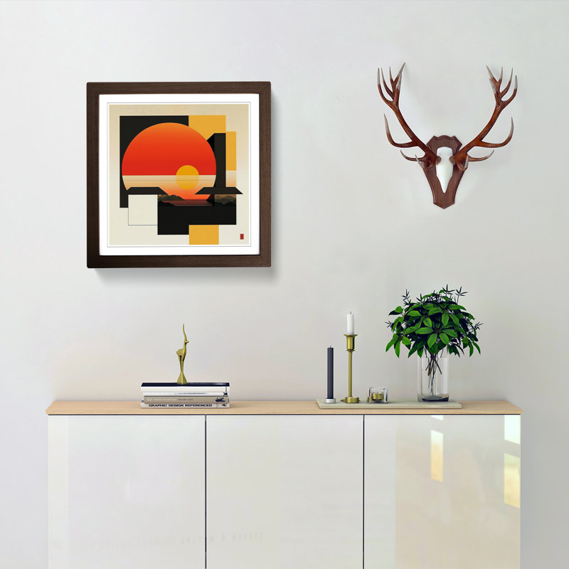 Japanese Sunset Suprematism - Framed Print, Walnut