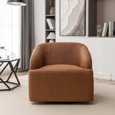 Fauteuil demi-tonneau pivotant en similicuir Broderic