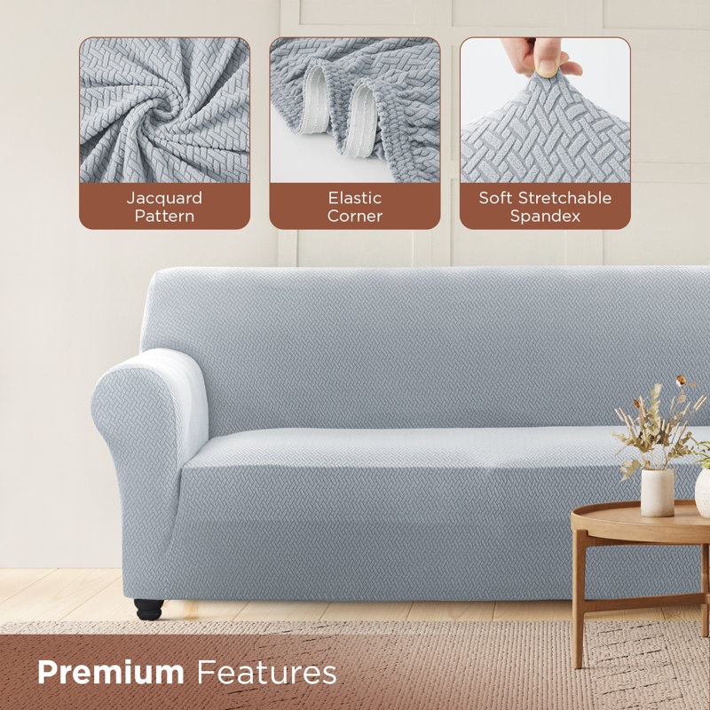 Premium Stretch Spandex Sofa Cover - Durable, Stylish & Easy-Fit Slipcover, 179cm H x 224cm W - (2 Seater), Silver
