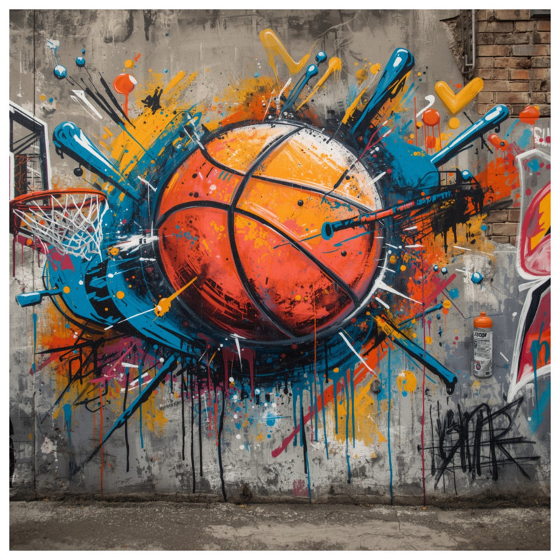 Coussins Graffiti Basketball Art, 26 x 26 pouces
