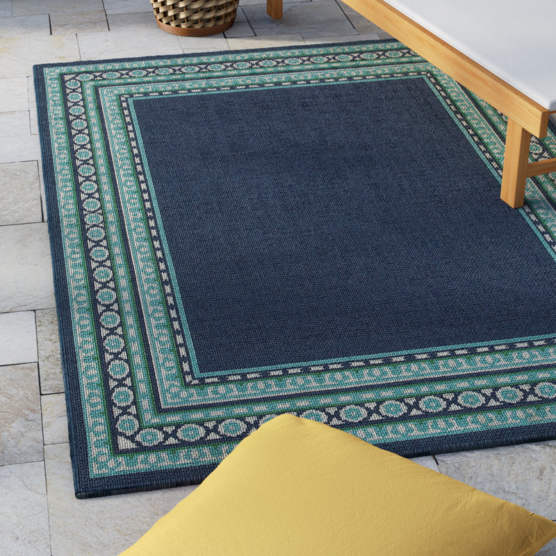 Deltana Machine Woven Floral Indoor / Outdoor Rug, Rectangle 8'6" x 13'